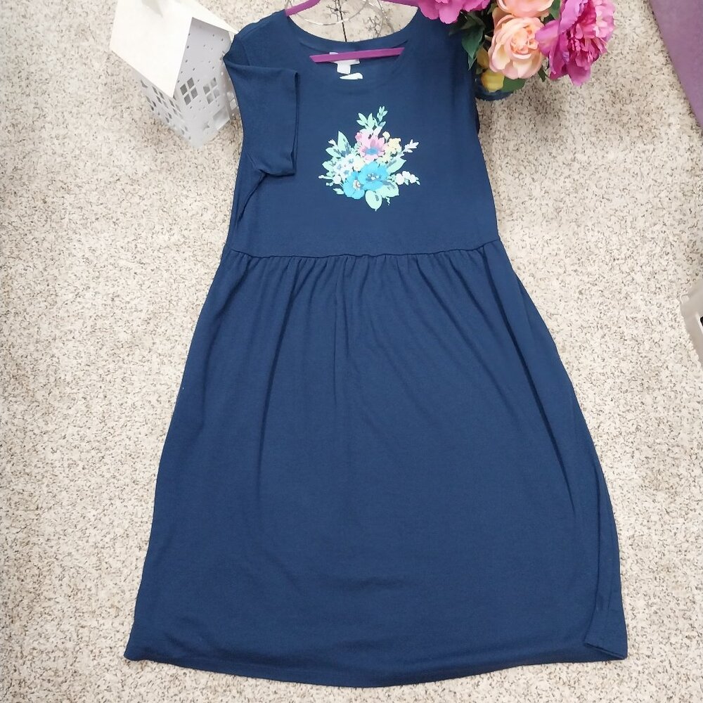 3619 Size Medium Woman Within Tee Shirt Dress In Navy. - Picture 1 of 6